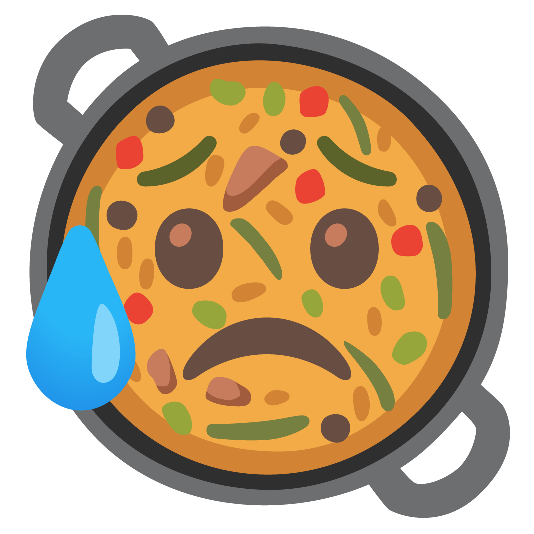 shallow pan of food disappointed relieved