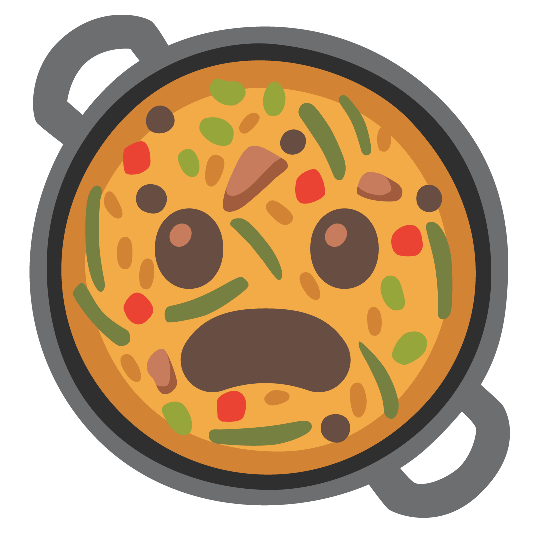 shallow pan of food frowning