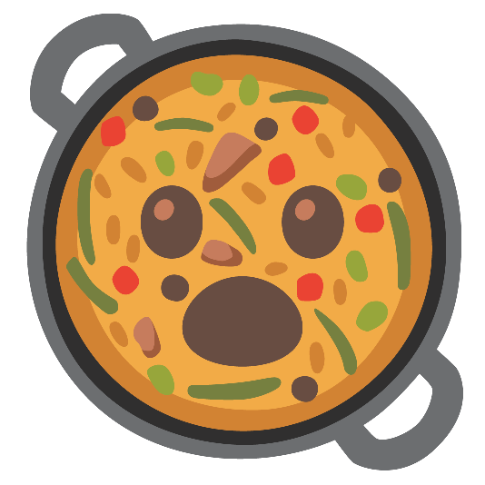 shallow pan of food open mouth