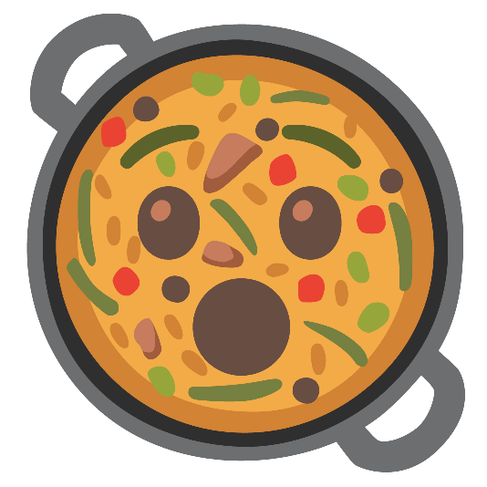 shallow pan of food hushed