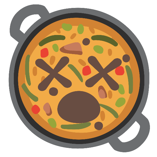 shallow pan of food dizzy face