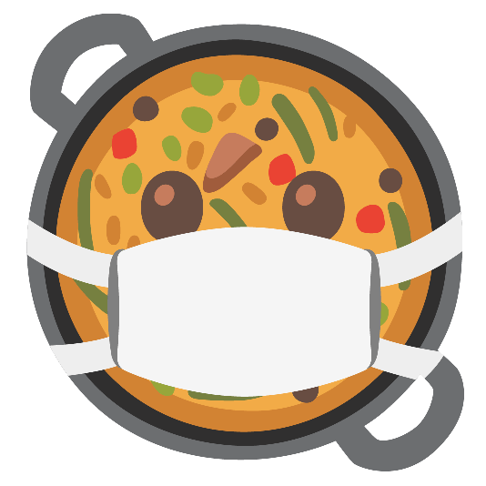 shallow pan of food mask