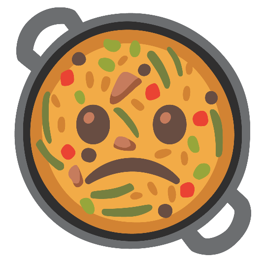 shallow pan of food slightly frowning face