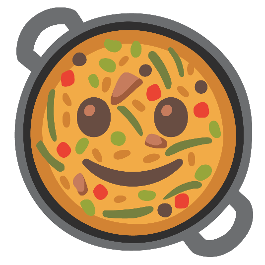 shallow pan of food slightly smiling face