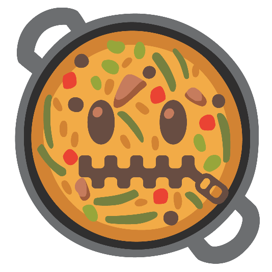 shallow pan of food zipper mouth face