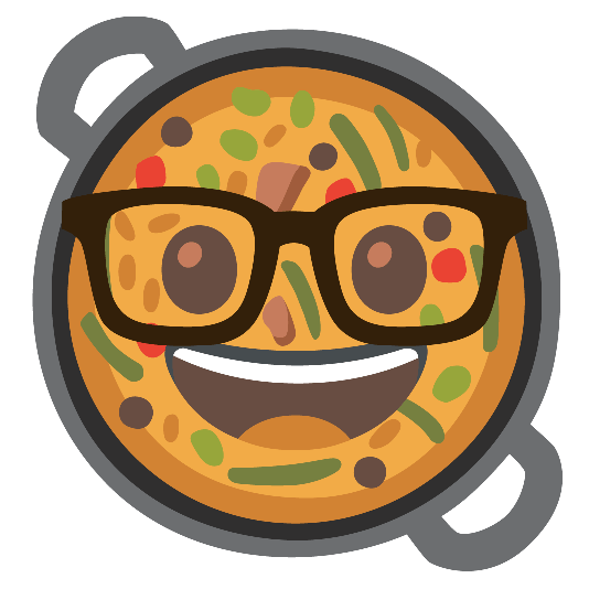 shallow pan of food nerd face