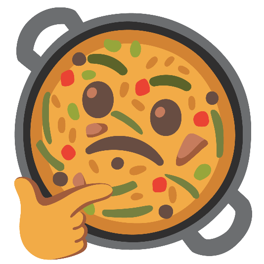 shallow pan of food thinking face