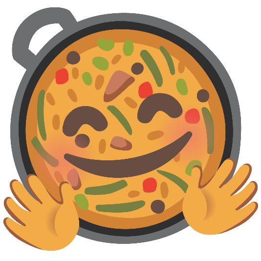 shallow pan of food hugging face