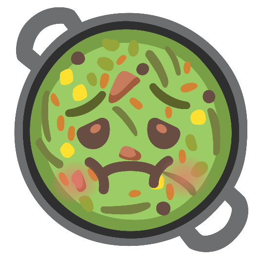 shallow pan of food nauseated face