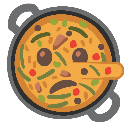 shallow pan of food lying face