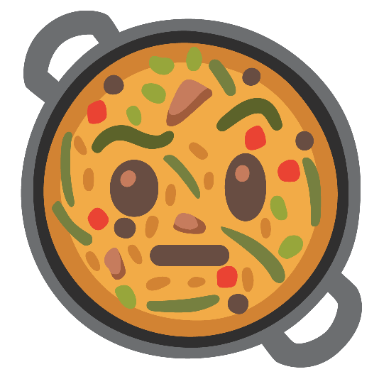 shallow pan of food face with raised eyebrow