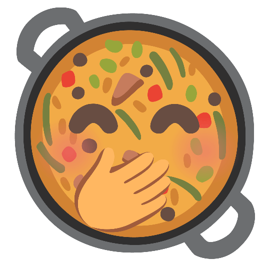 shallow pan of food face with hand over mouth