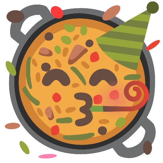 shallow pan of food partying face