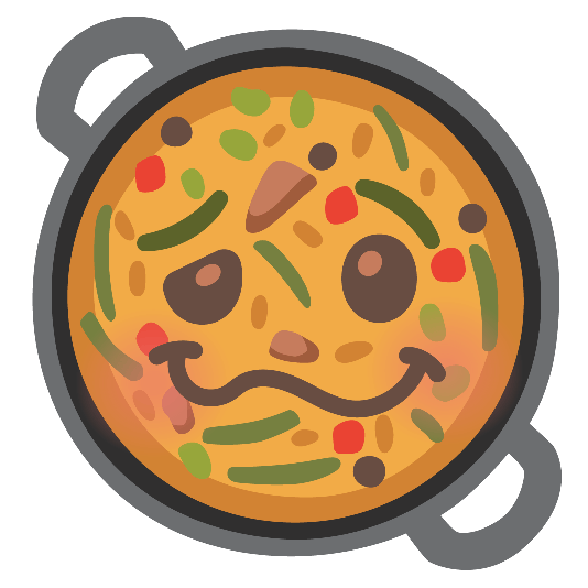 shallow pan of food woozy face