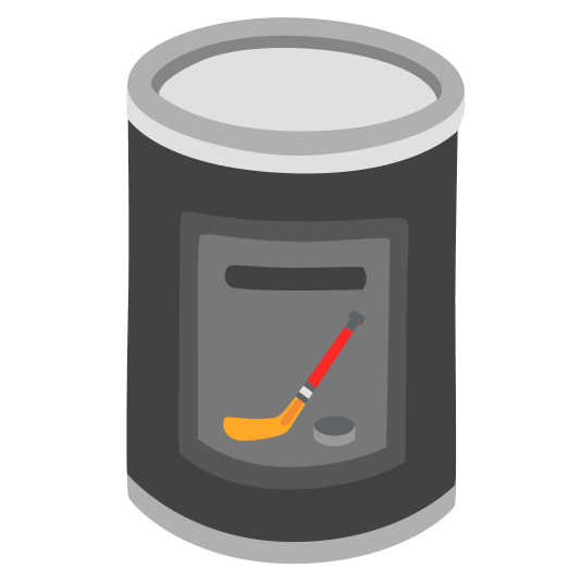 canned food ice hockey stick and puck