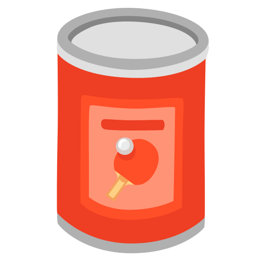 canned food table tennis paddle and ball