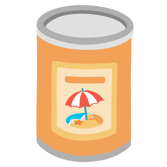canned food beach with umbrella