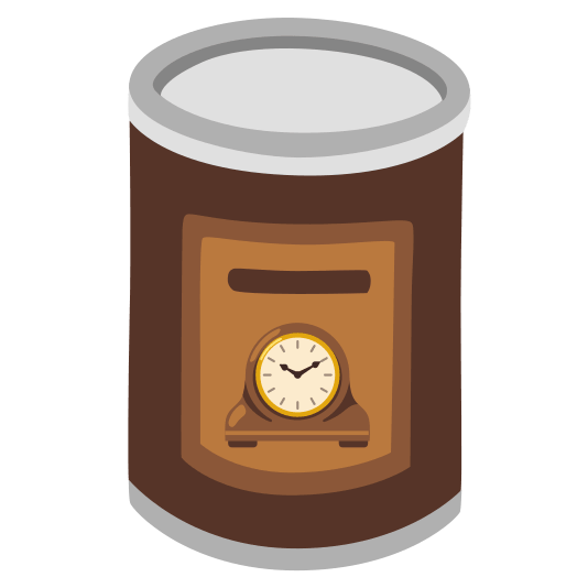 canned food mantelpiece clock