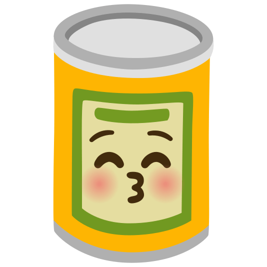 canned food kissing closed eyes