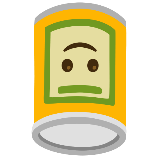 canned food upside down face