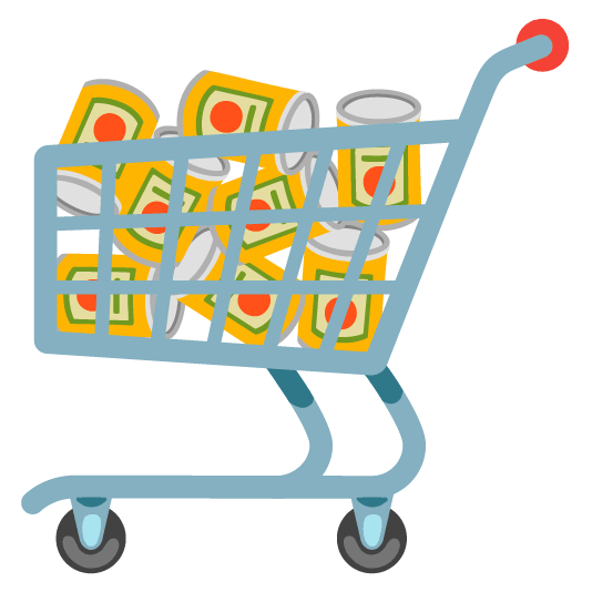 canned food shopping trolley
