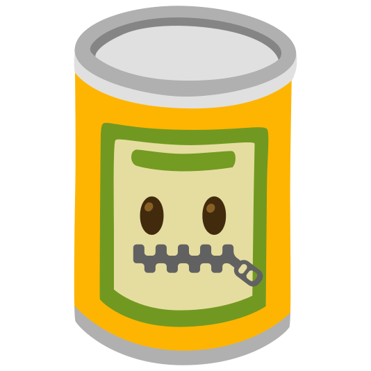 canned food zipper mouth face