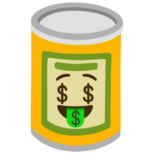 canned food money mouth face