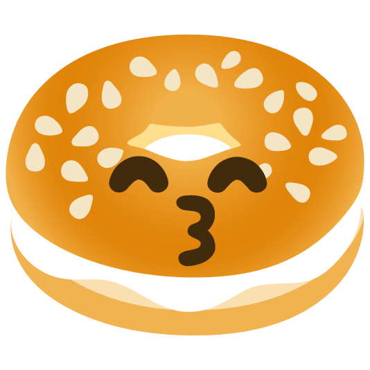 bagel kissing smiling eyes