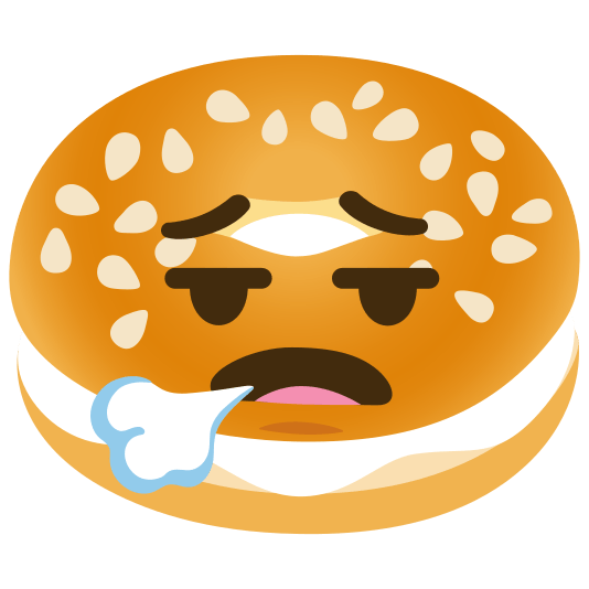 bagel face exhaling