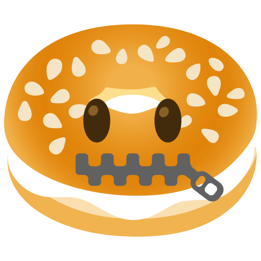 bagel zipper mouth face