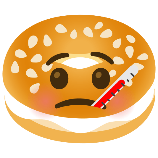 bagel face with thermometer