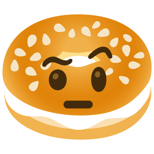 bagel face with raised eyebrow