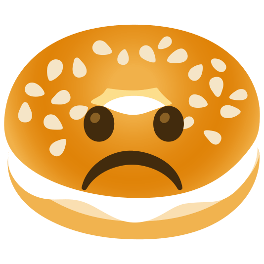 bagel white frowning face