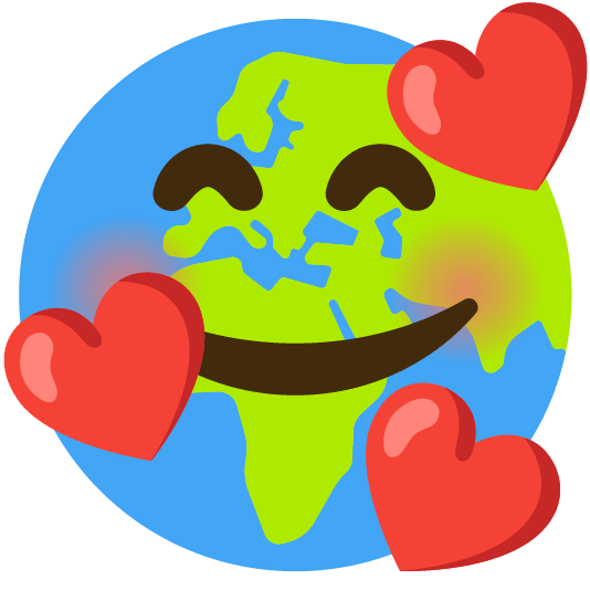 smiling face with 3 hearts earth africa