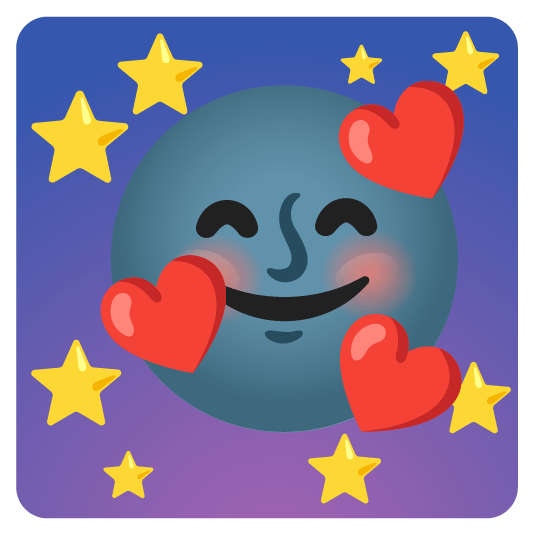 smiling face with 3 hearts new moon with face