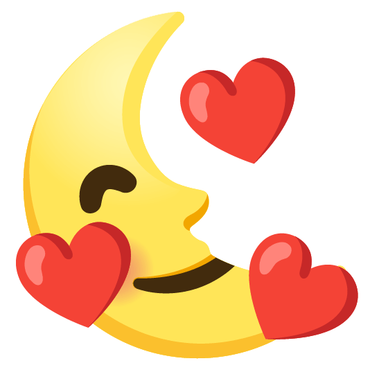 smiling face with 3 hearts last quarter moon with face