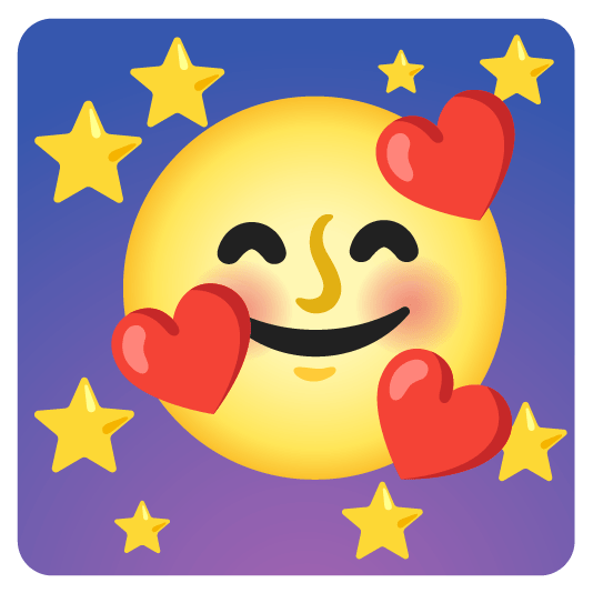 smiling face with 3 hearts full moon with face