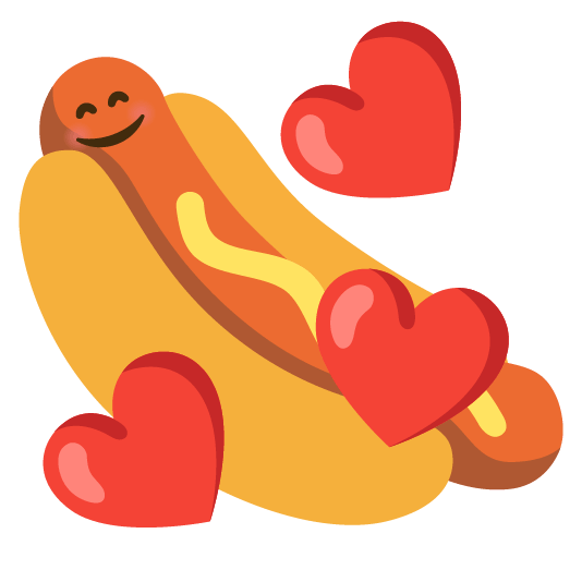 smiling face with 3 hearts hotdog