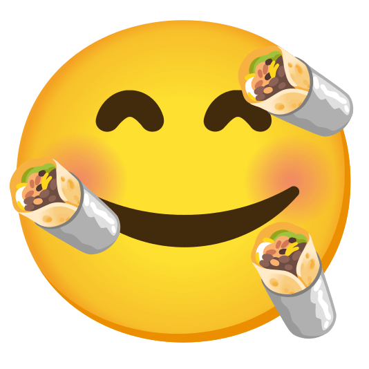 smiling face with 3 hearts burrito
