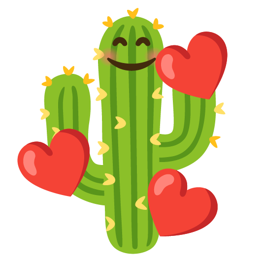 smiling face with 3 hearts cactus