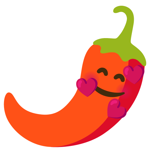 smiling face with 3 hearts hot pepper