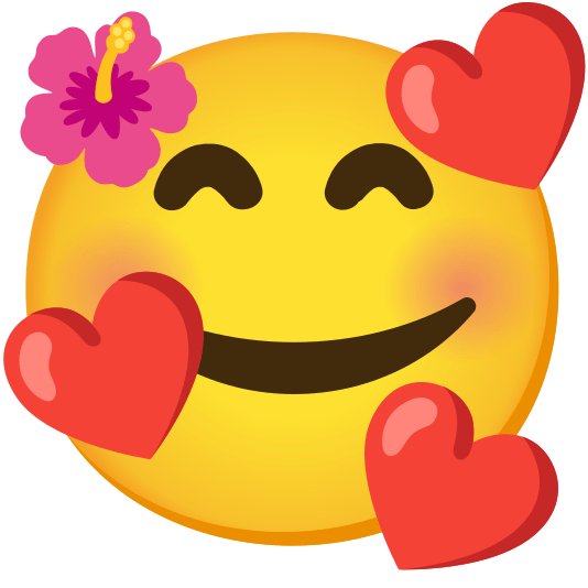 smiling face with 3 hearts hibiscus