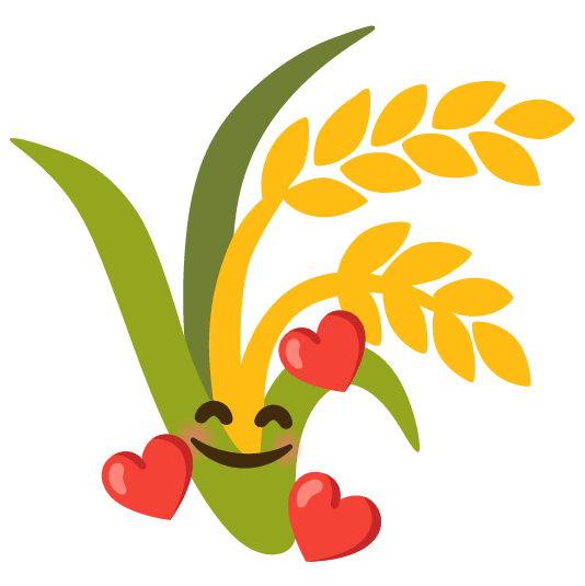 smiling face with 3 hearts ear of rice