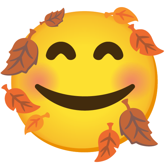 smiling face with 3 hearts fallen leaf