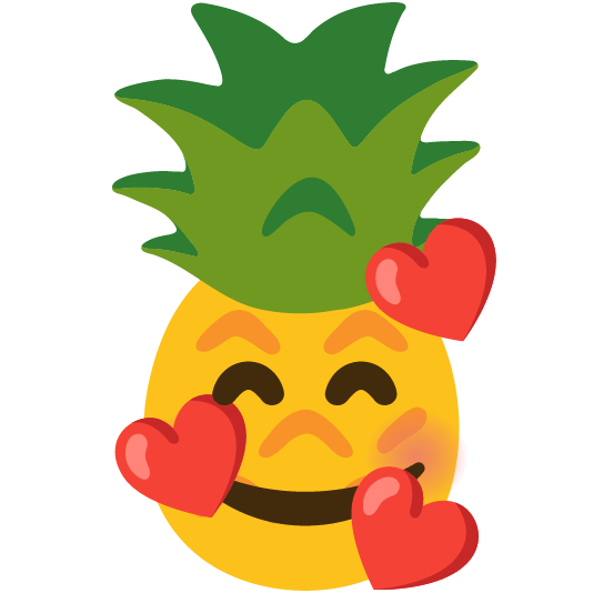 smiling face with 3 hearts pineapple