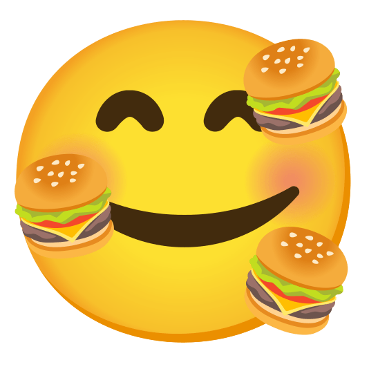 smiling face with 3 hearts hamburger