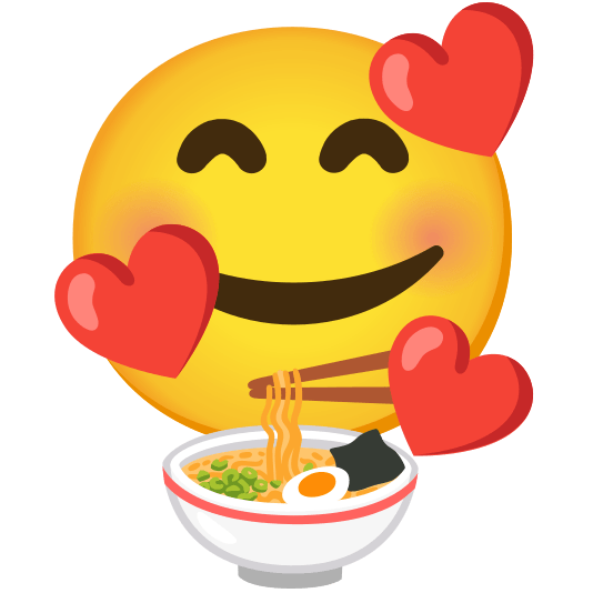 smiling face with 3 hearts ramen