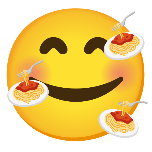 smiling face with 3 hearts spaghetti