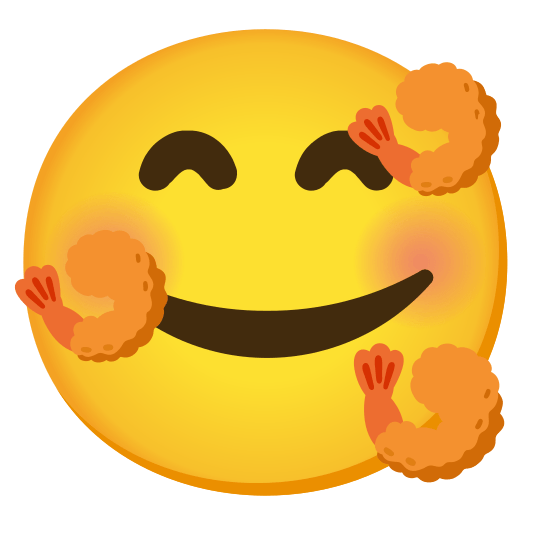 smiling face with 3 hearts fried shrimp