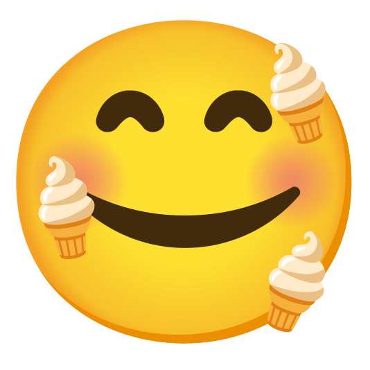 smiling face with 3 hearts icecream